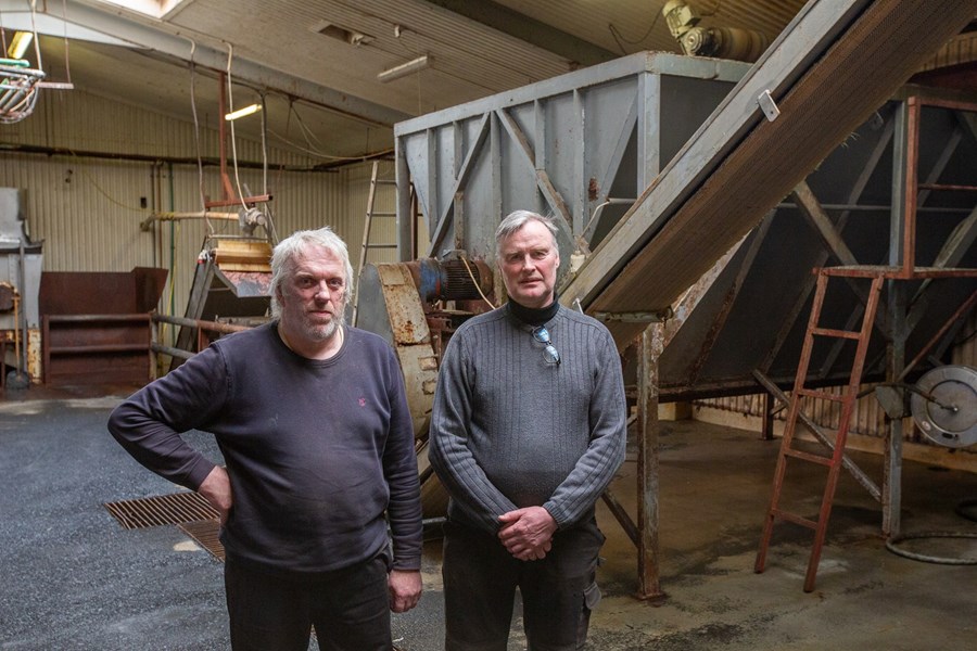 Sævar Jóelsson og Bjarni Stefánsson hjá Fóðurstöð Suðurlands. Þeir eru báðir minkabændur á Suðurlandi.