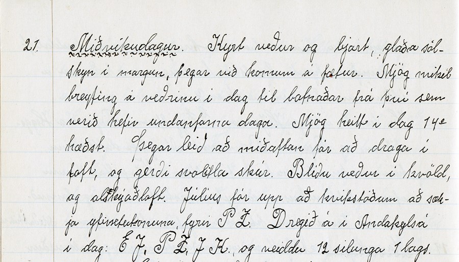 Úr dagbók Níelsar Hallgrímssonar frá Grímsstöðum í Mýrasýslu.