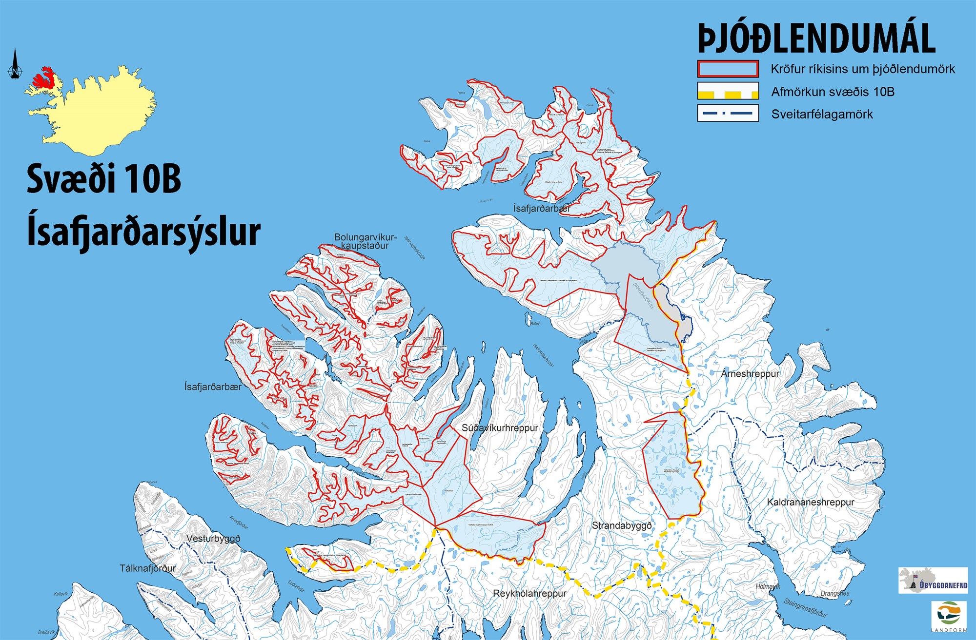 Landamerkjalýsingar skv. landamerkjalögum 1882 og „merki þar er fjöll þau eru, er vatnföll deilast“ 