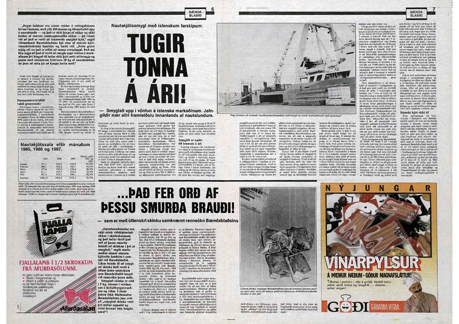 Smyglað kjöt til umfjöllunar í öðru tölublaðinu árið 1987