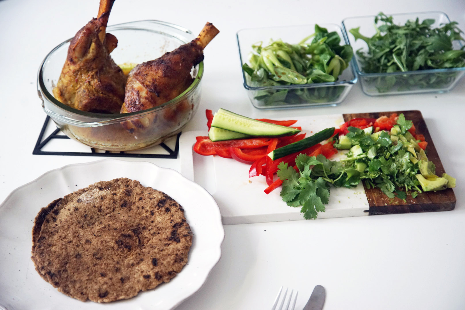 Flatbrauð og falafel