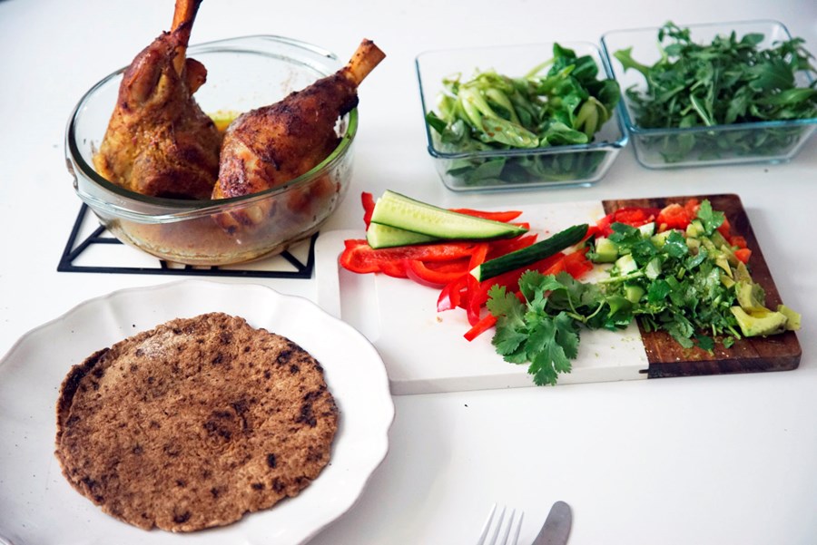 Flatbrauð og falafel