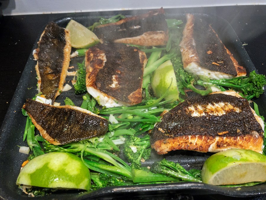 Rauðspretta og grænmeti