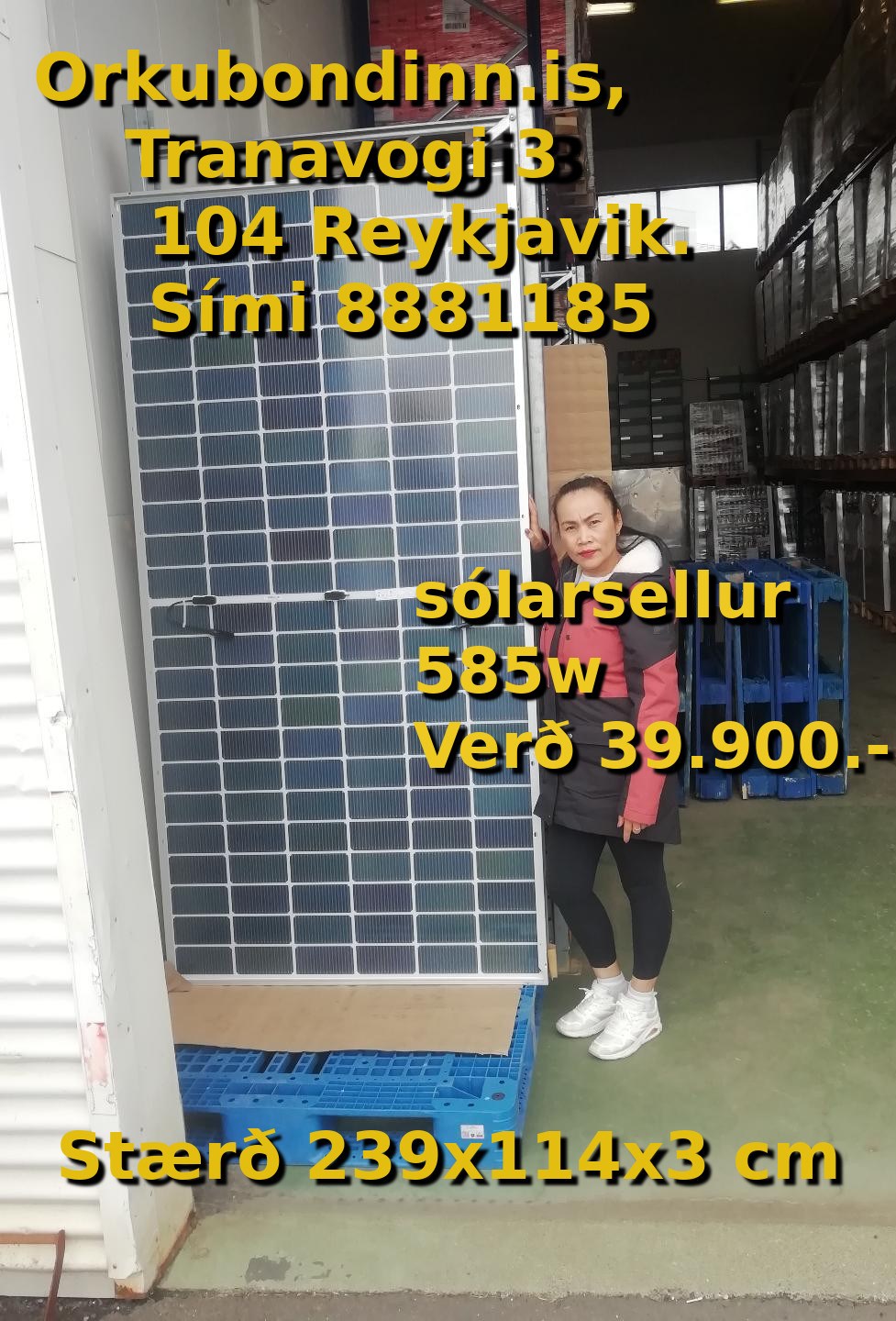 Sólarsella 585w stærð: 238x114x3 cmVer