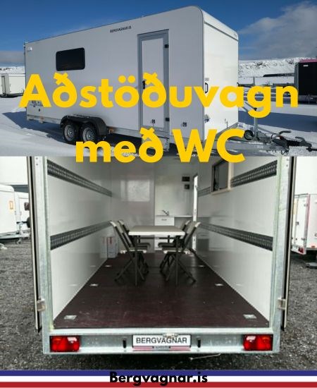 Einangraður aðstöðuvagn með salerni og e