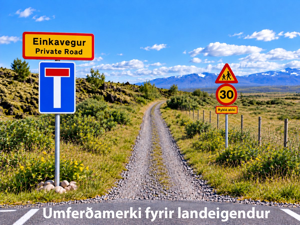 Smíðum umferðamerki fyrir landeigendur.
