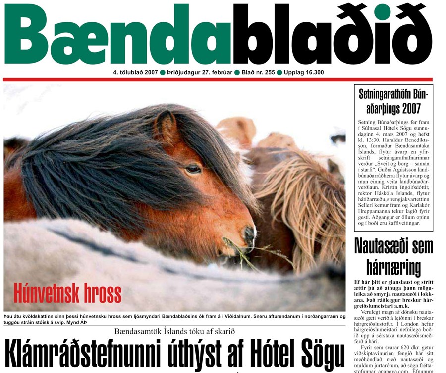 Setning Búnaðarþings og klámráðstefnu úthýst úr Bændahöll árið 2007