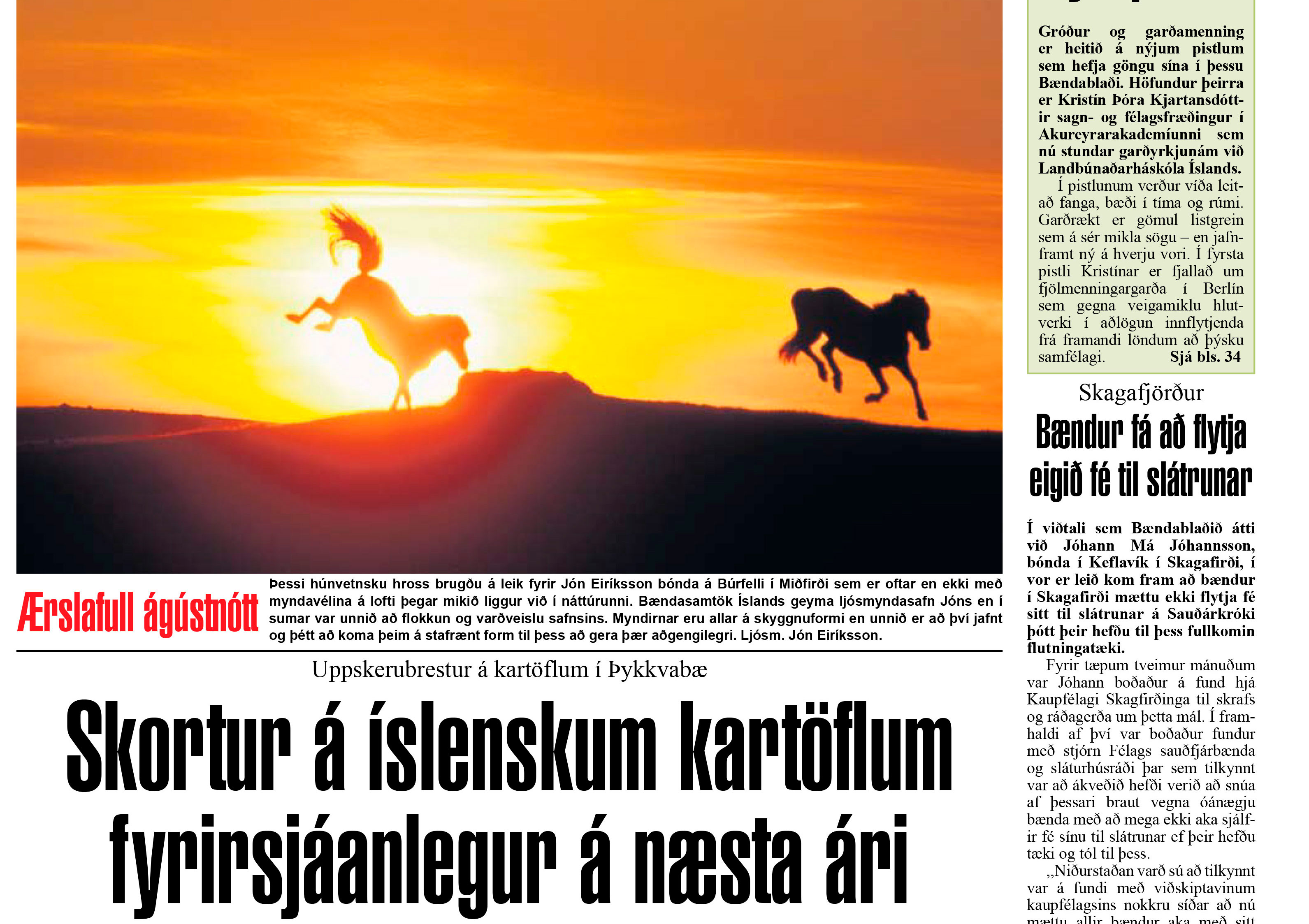 Kartöfluuppskerubrestur fyrir tíu árum