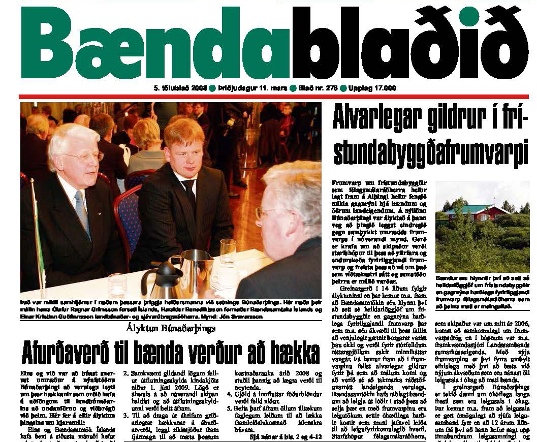 Hækkanir á aðföngum og kjaramál voru til umræðu á Búnaðarþingi fyrir tíu árum