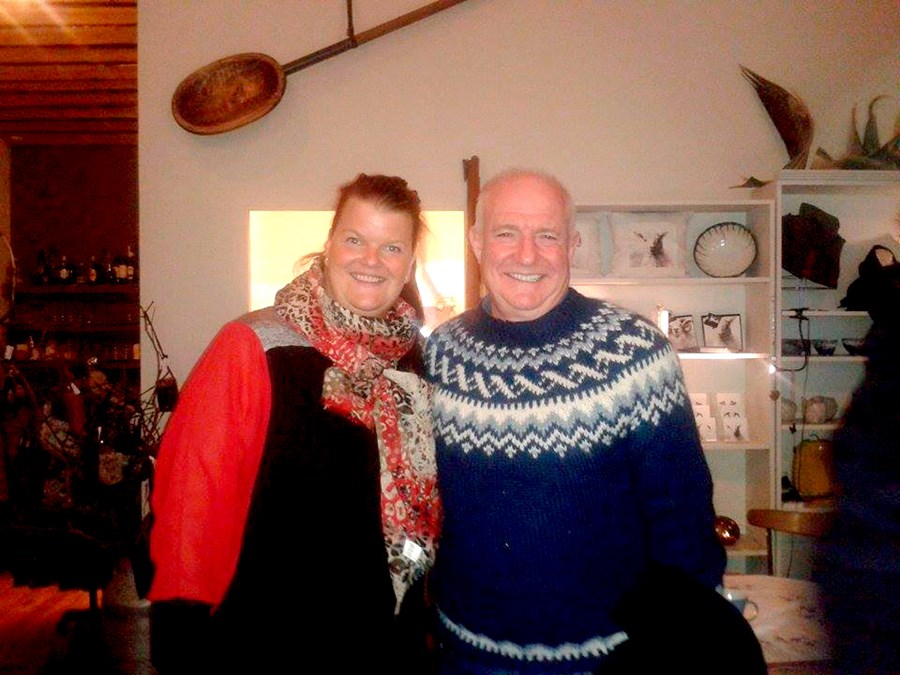 Vel fór á með þeim Rick Stein og Arnheiði Hjörleifsdóttur þegar sjónvarps­kokkurinn kunni heimsótti Bjarteyjarsand.