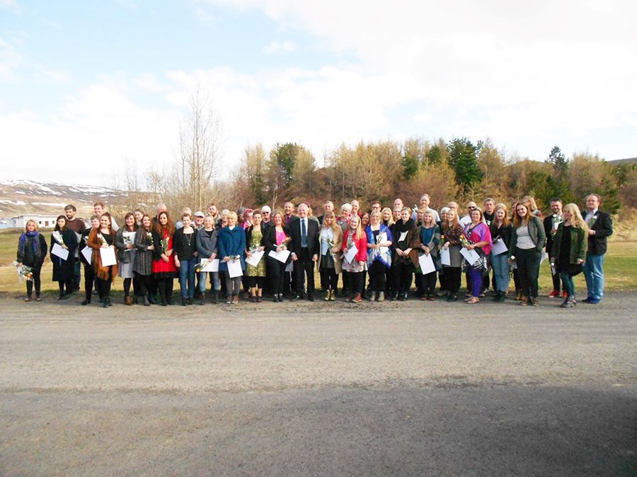 Styrkþegar við athöfn sem fram fór í Breiðumýri í Reykjadal. Vilyrði voru veitt til að styrkja 93 verkefni að upphæð um 70 milljónir króna.