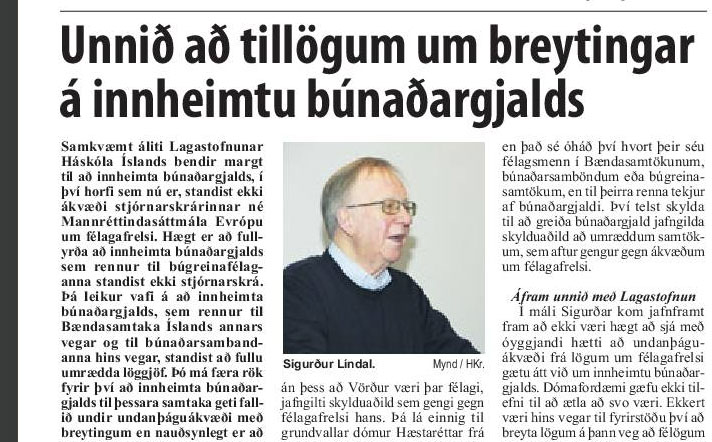 Búnaðargjald dæmt ólögmætt