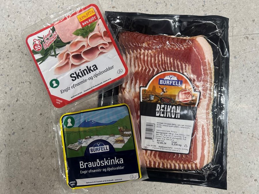 Sláturfélag Suðurlands selur kjötálegg úr svínaafurðum undir vörumerkjunum SS og Búrfell. 