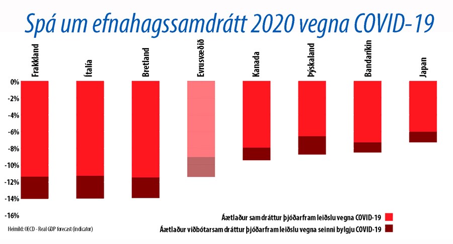 Þó spár hafi verið gefnar út um samdrátt í efnahagsmálum á heimsvísu af OECD og fleiri stofnunum, þá taka menn gjarnan fram að í öllum þessum spám sé nær algjör óvissa um framvinduna.