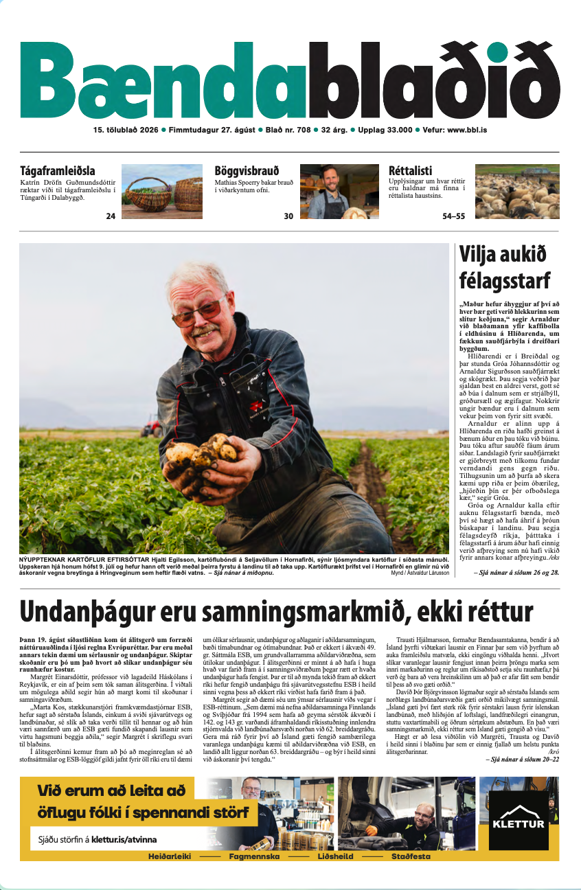 Bændablaðið 15. tbl. 2026. árg.