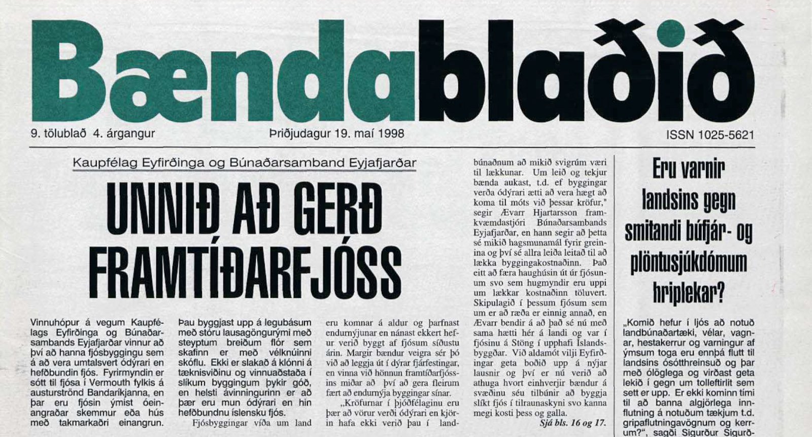 Framtíðarfjós og varnir landsins á vori 1998