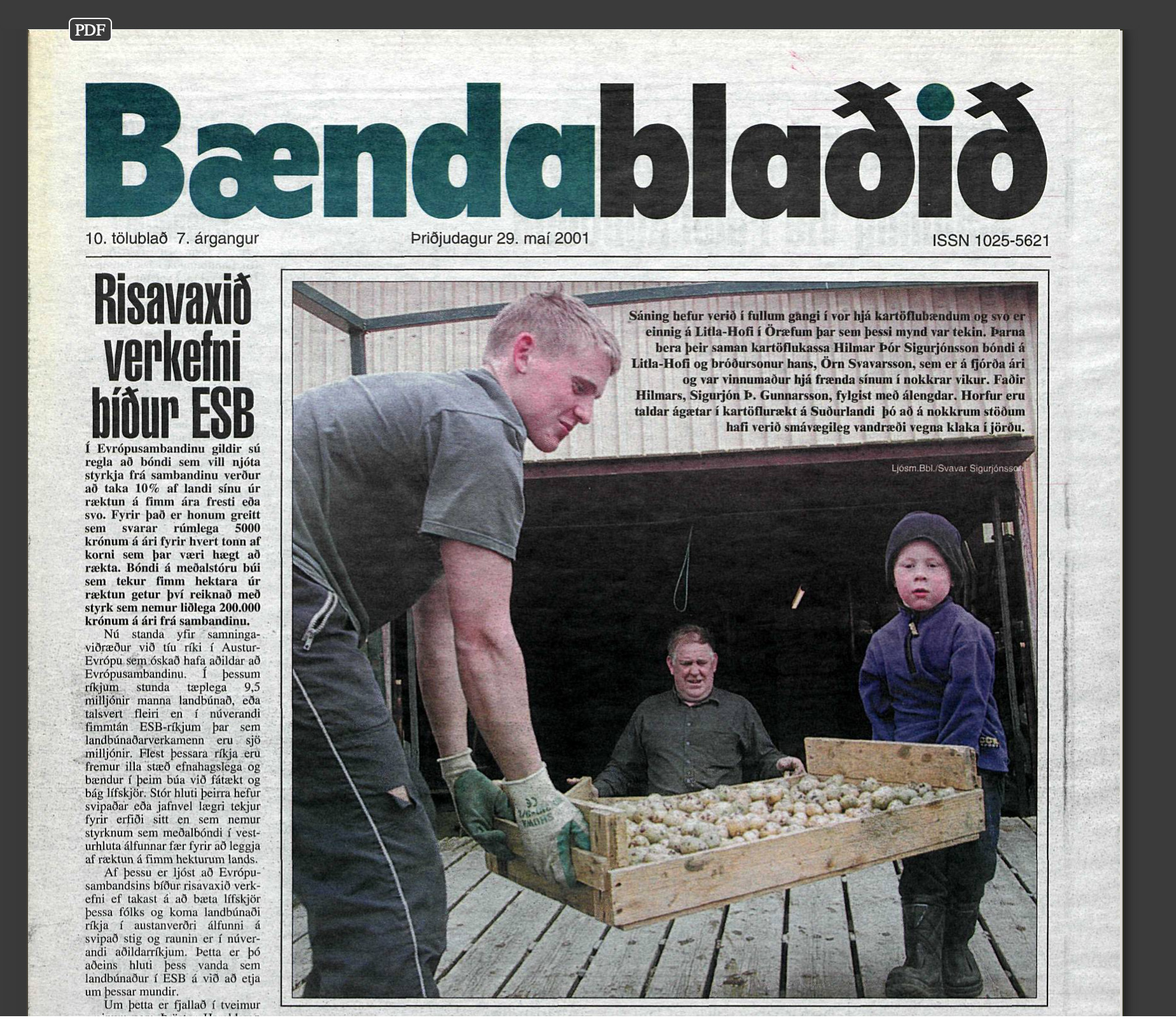 Kartöflubændur ganga í Samband garðyrkjubænda