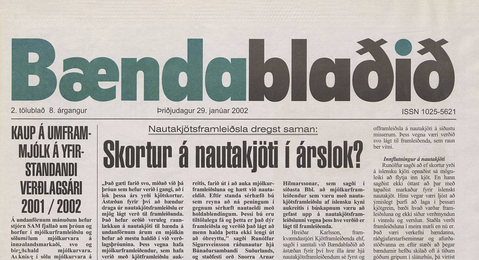 Yfirvofandi nautakjötsskortur árið 2002