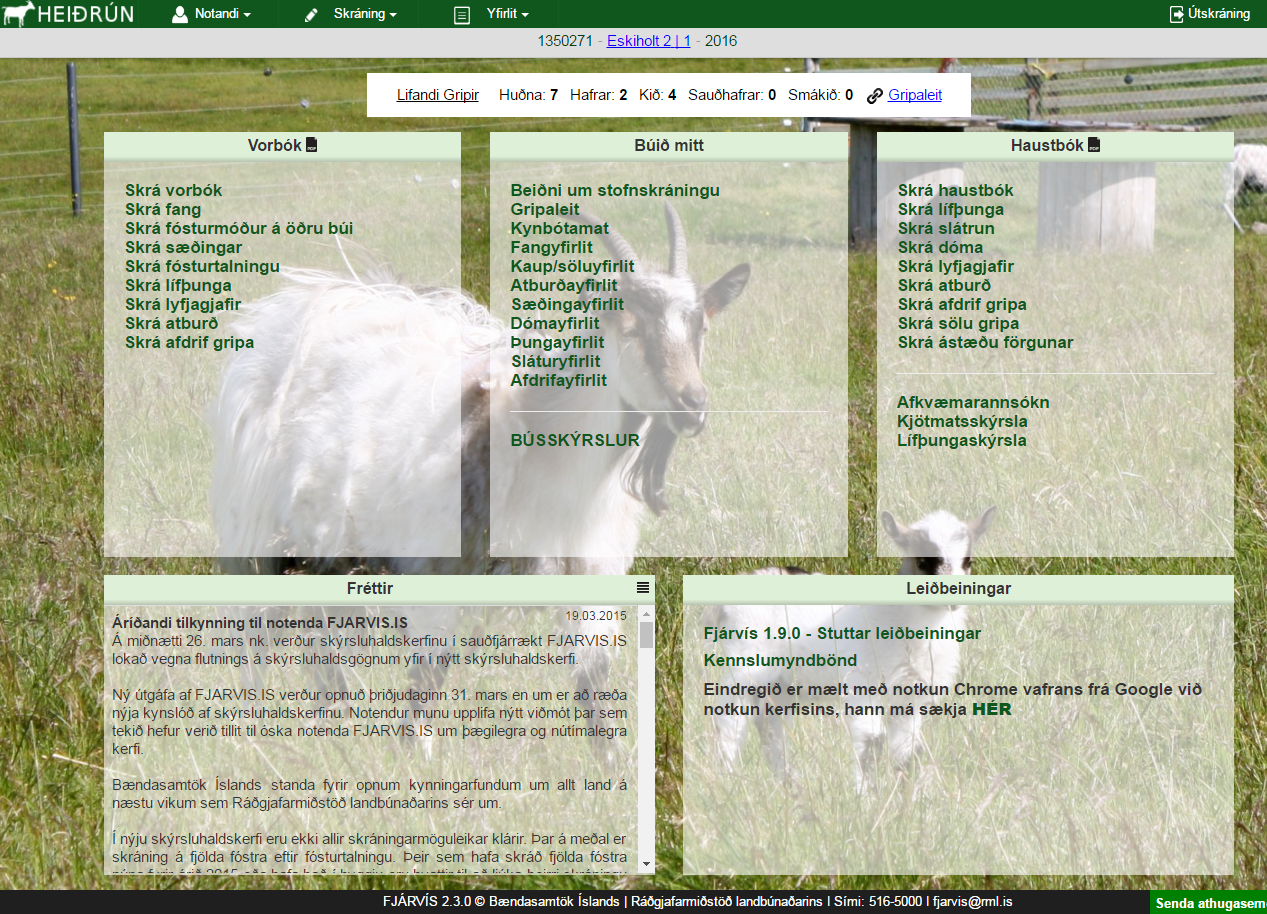 Nýtt skýrsluhaldskerfi fyrir geitur