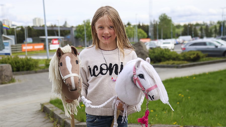 Arnheiður María með þá Brownies og Snjó. 