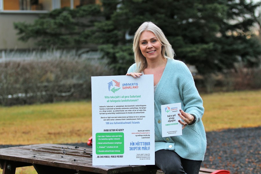 Ingunn Jónsdóttir, annar af verkefnisstjórum „Umhverfis Suðurland“, segist vera nokkuð umhverfissinnuð, hún flokkar t.d. sitt rusl, keyrir um á rafmagnsbíl og  notar fjölnota poka svo eitthvað sé nefnt.