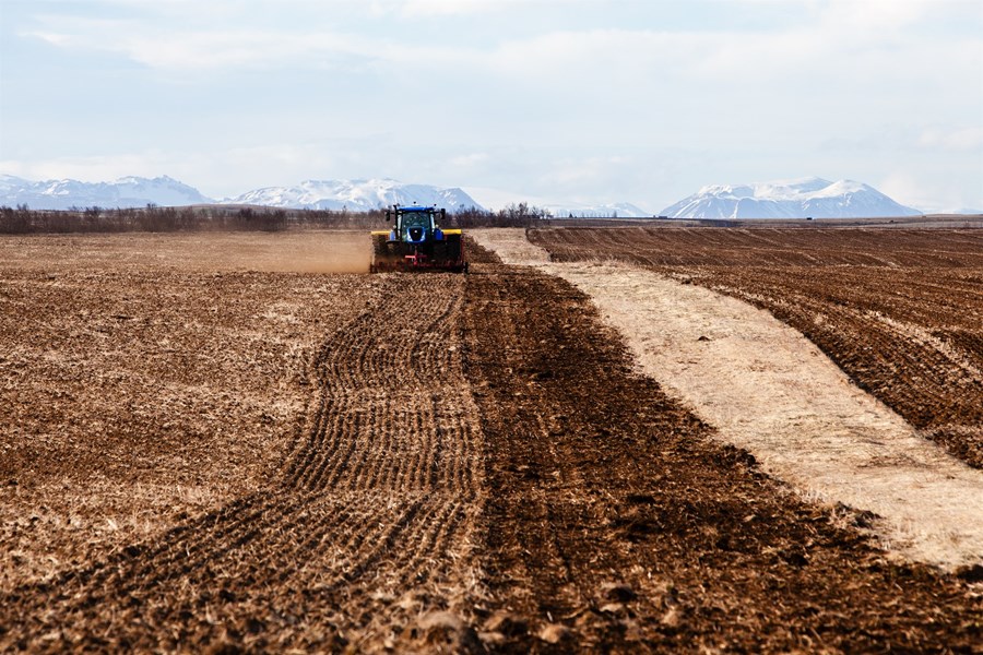 Gunnarsholt á Rangárvöllum og aðliggjandi jarðir eru meðal fjölmargra ríkisjarða um allt land. Meðfylgjandi mynd er tekin af ræktunarstörfum á Rangárvöllum vorið 2025. 