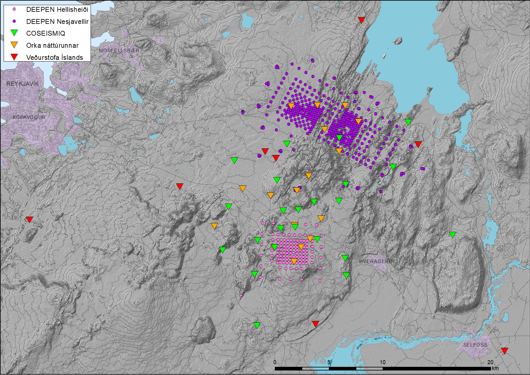 Hengillinn „teppalagður“ með 500 jarðskjálftamælum