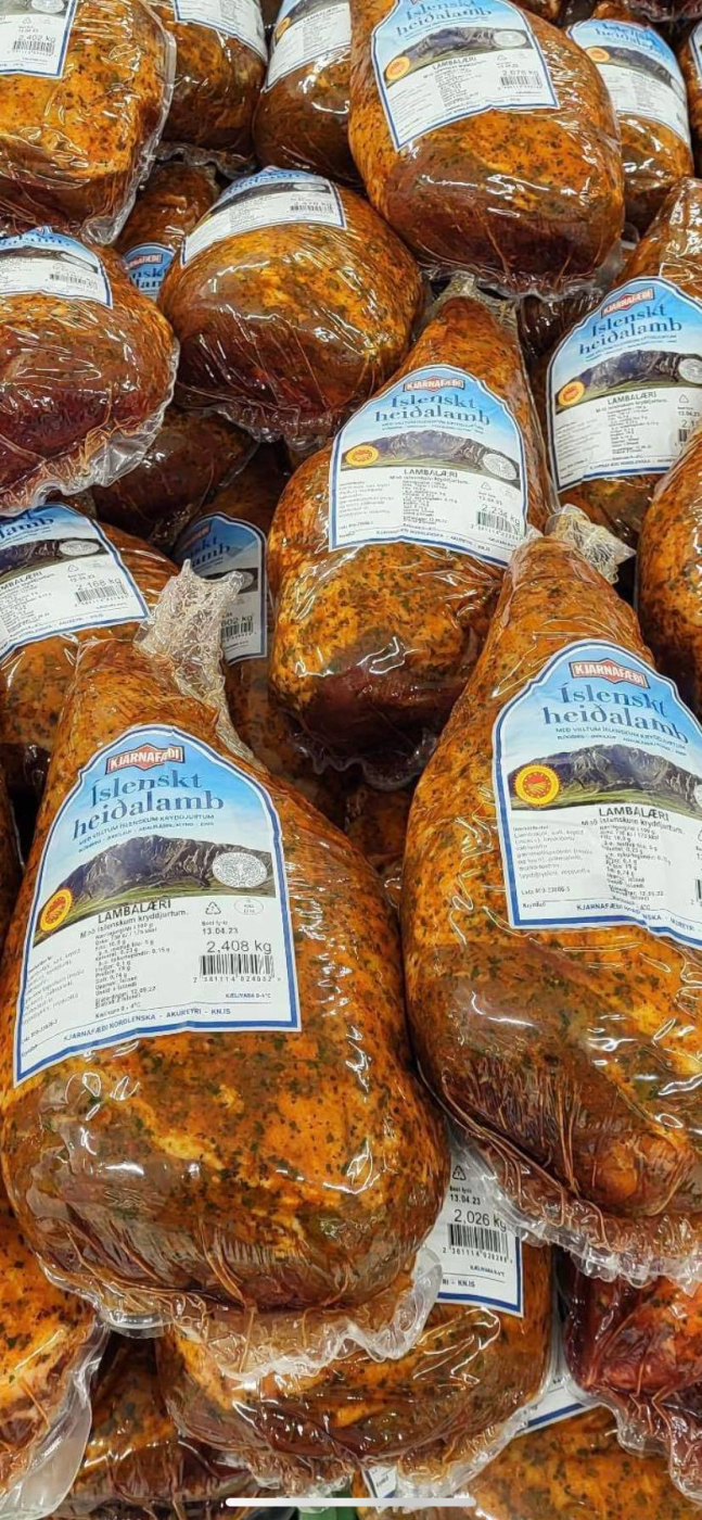 Íslenskt heiðalamb frá Kjarnafæði með PDO upprunavísun og upprunamerkingu Icelandic lamb.