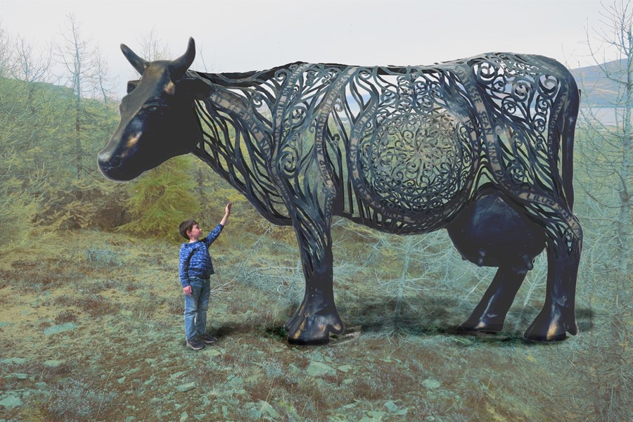 Svona er fyrirhugað að risakýrin Edda muni líta út.