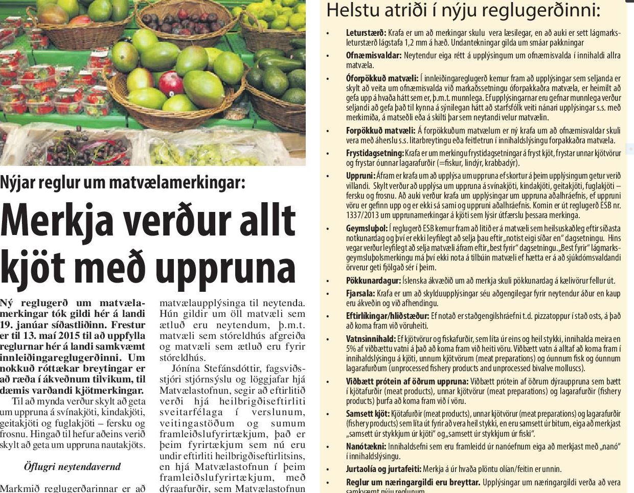 Nýjar reglur um matvælamerkingar tóku gildi fyrir fimm árum