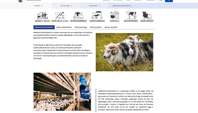Mælaborð landbúnaðarins markar tímamót varðandi samantekt og birtingu upplýsinga