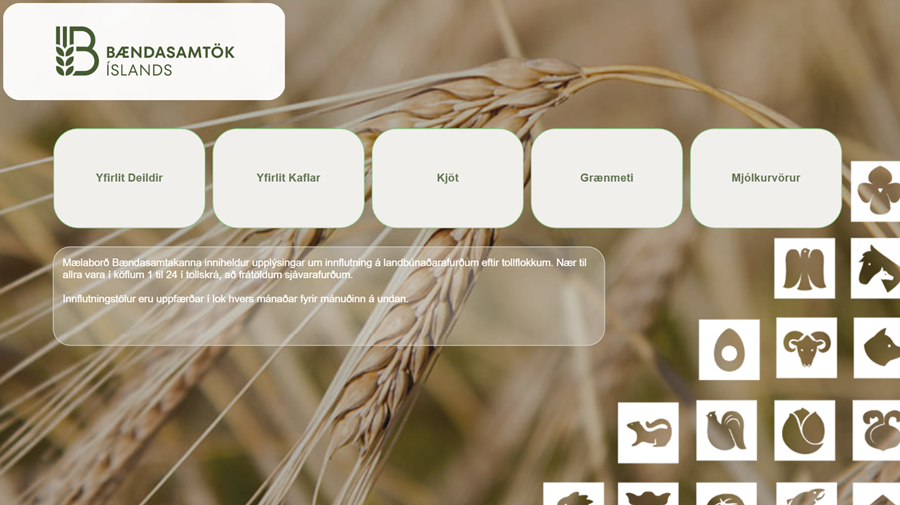 Skjámynd af nýju mælaborði Bændasamtaka Íslands.