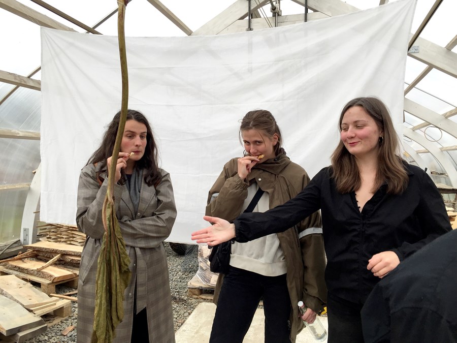 Malgorzata Kowaszen, Þórey Guðjónsdóttir og Argitxa Etchebarne sóttu viðburðinn Rabarabaradraumóra á dögunum.