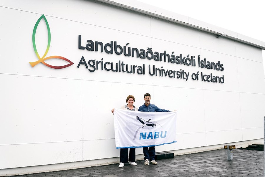 Tilmann Disselhoff, framkvæmda- stjóri NABU Climate Fund, og Ragn- heiður Þórarinsdóttir, rektor Land- búnaðarháskóla Íslands. 