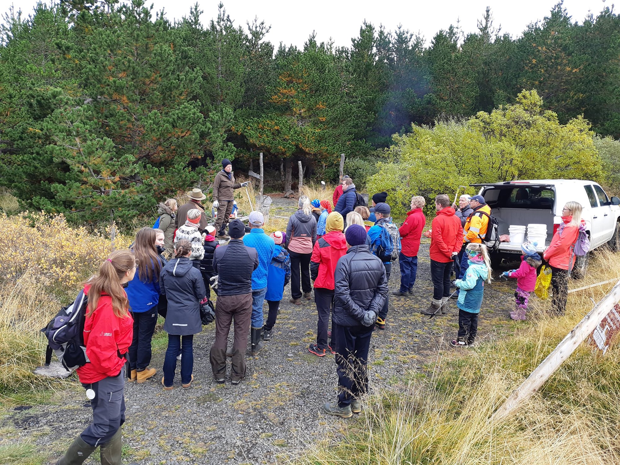 Tíndu stafafuruköngla og söfnuðu fyrir snjótroðara