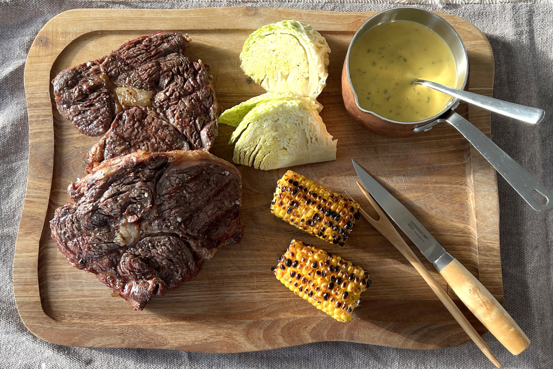 Grillað nauta rib-eye með Bérnaise-sósu