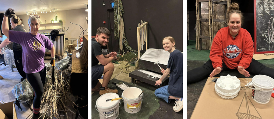 Það er alltaf líf og fjör í leikhúsinu – jafnt á sviðinu og fyrir aftan það.