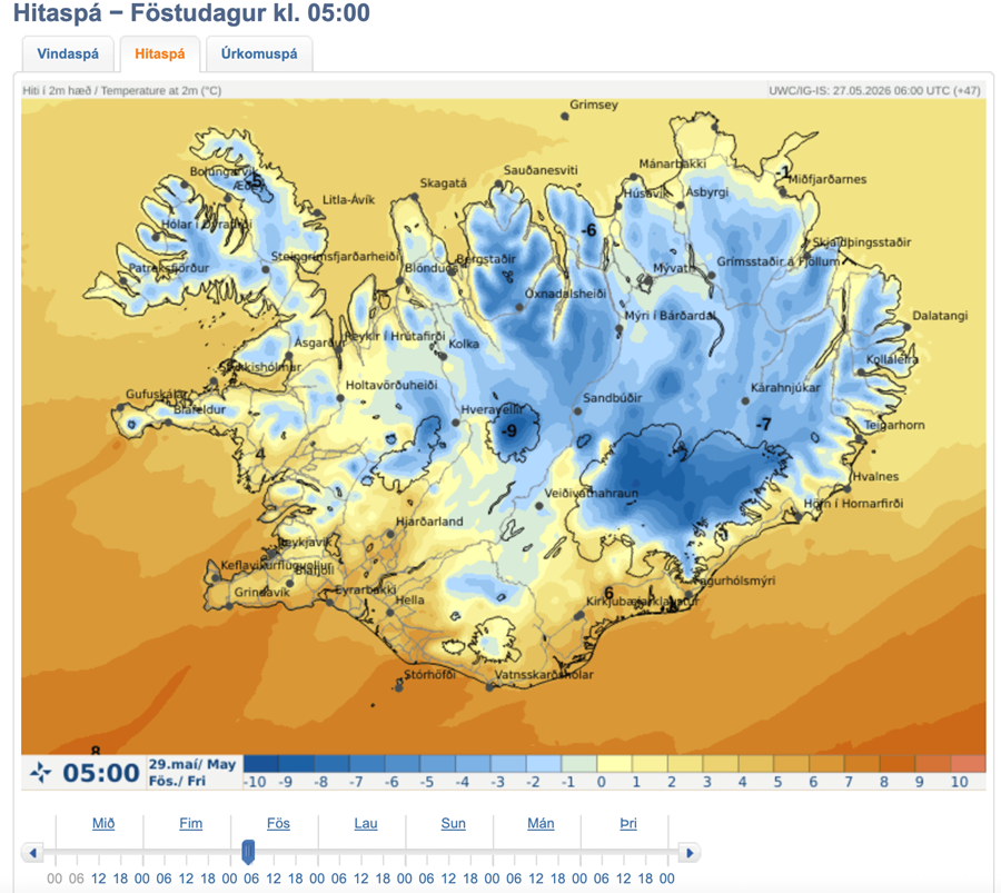 Kalt verður um norðaustan- og austanvert landið næstu daga.