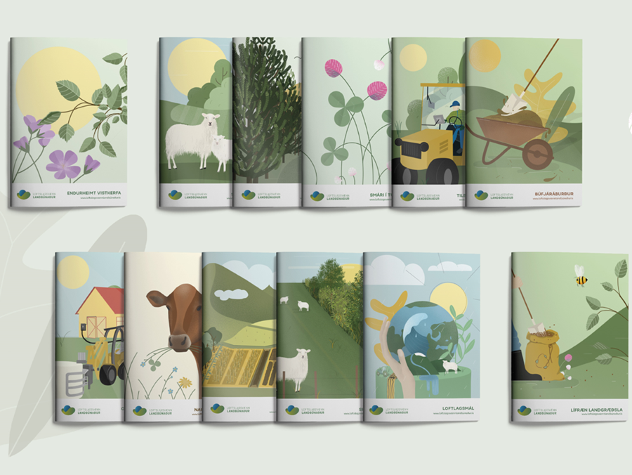 Bæklingarnir tólf fjalla um búfjáráburð, smára í túnrækt, nautgriparækt, skógrækt, loftslagsmál, orku í landbúnaði, endurheimt vistkerfa, jarðrækt, lífræna landgræðslu, sauðfjárrækt, skjólbelti og tilbúinn áburð.