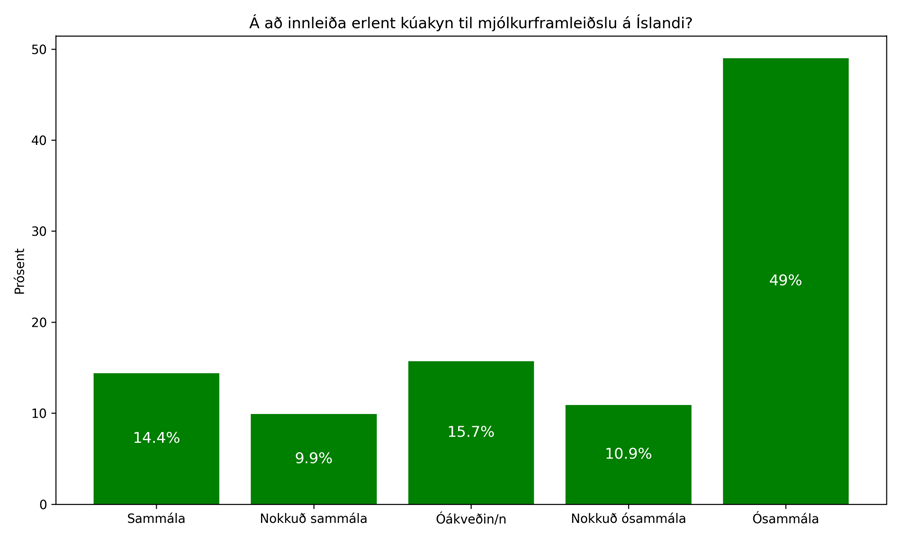 Vilja ekki innleiða erlent kúakyn til mjólkurframleiðslu