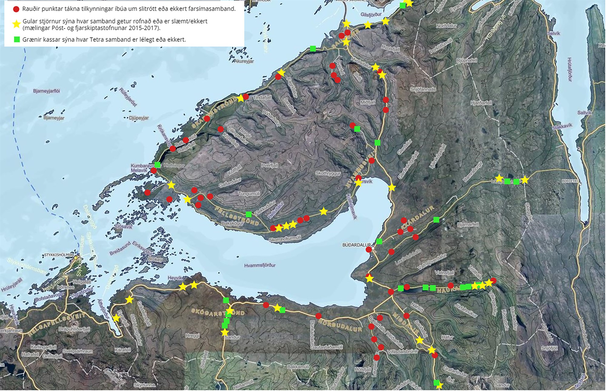 Algjört sambandsleysi á fjölmörgum stöðum og ekki hægt að kalla eftir neyðaraðstoð