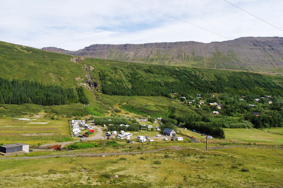 Ísafjörður. Tjaldstæðið í Tungudal í Skutulsfirði.