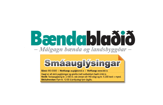 Rangar smáauglýsingar birtust fyrir mistök í Bændablaðinu
