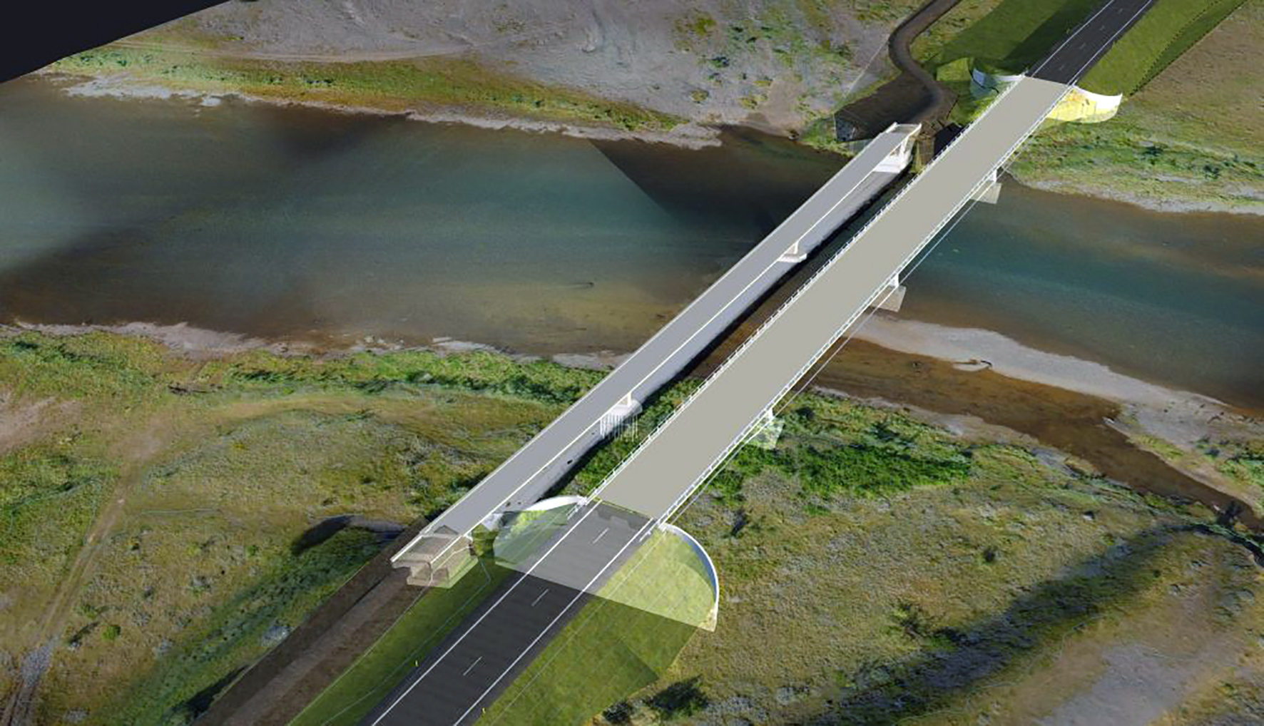 Tvíbreið brú byggð yfir Stóru-Laxá