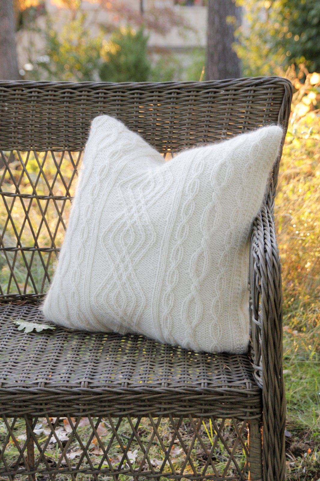 Vetrarpúði með kaðlamunstri